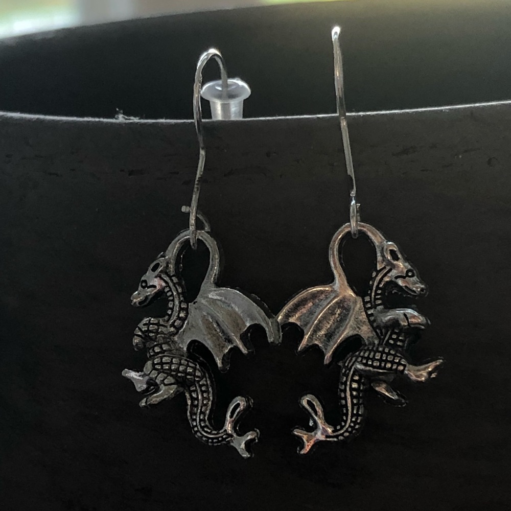 Dragon dangle sterling silver earrings